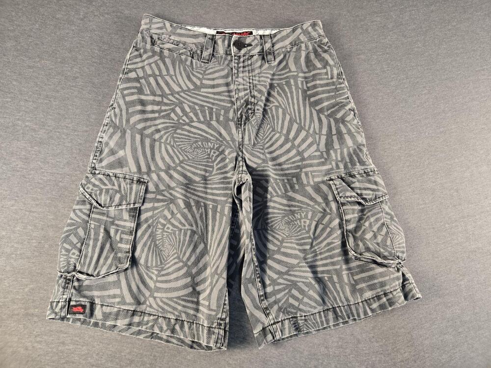 Tony Hawk Shorts Mens 29 Gray Cargo Geometric Canvas Pockets Skate Casual